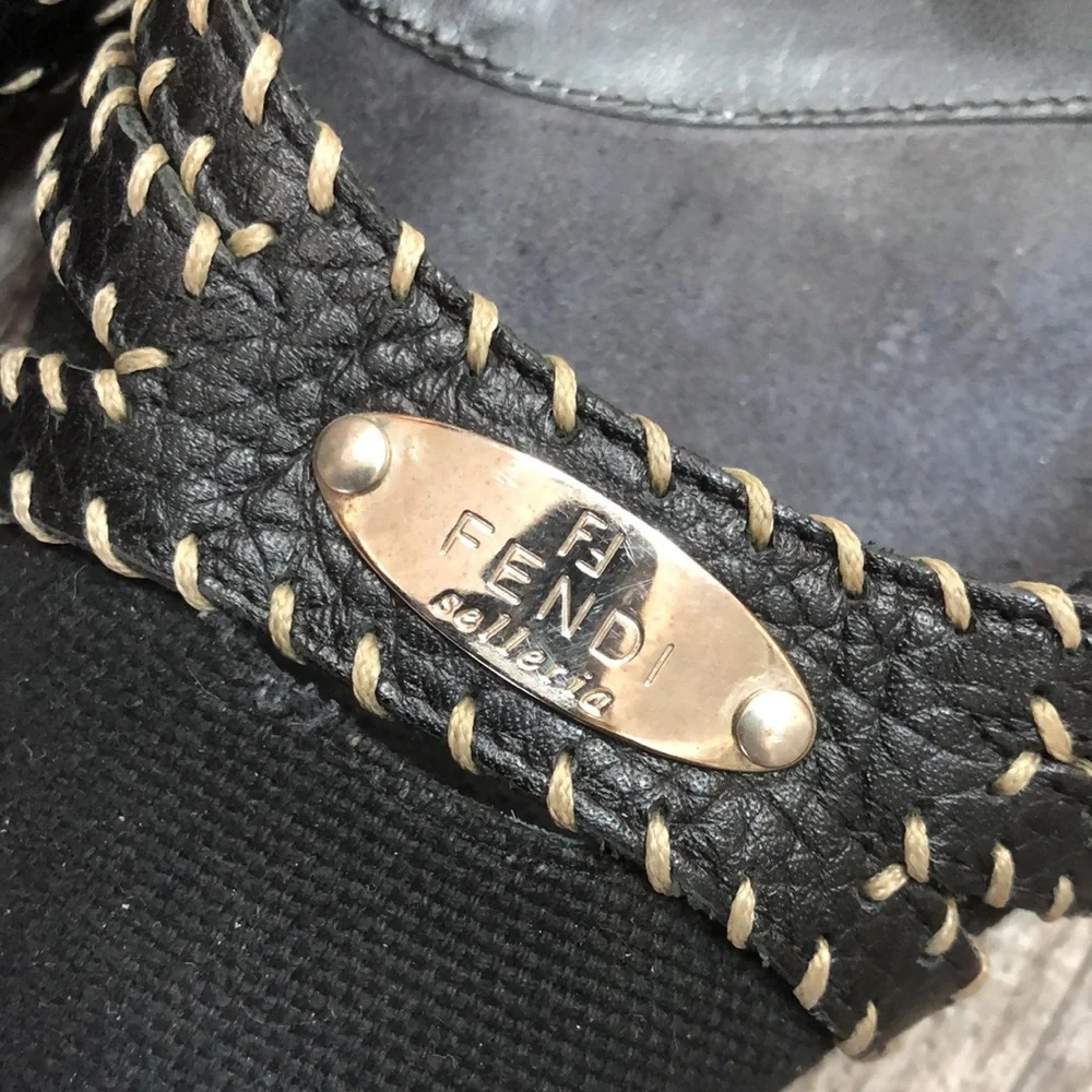 Vintage FENDI Selleria Series Logo Plate Mule Heels (rare) - Picture 11 of 11